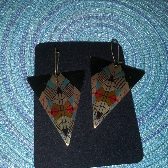 Triangle boho modern earrings - Picture 3 of 3